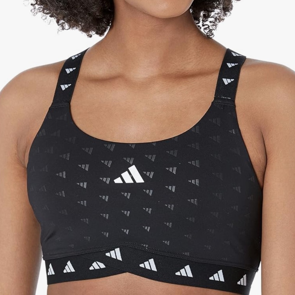 Adidas power react medium support tech fit  XSDD black and white sports bra